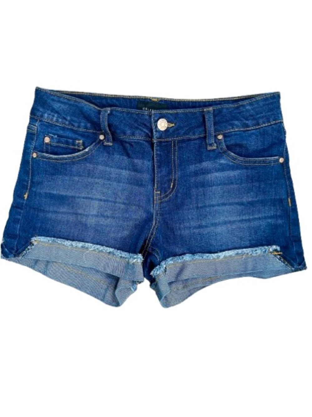 Celebrity Pink Flipped Cuff Denim Shorts Chandelier Dark Wash Size 3 26